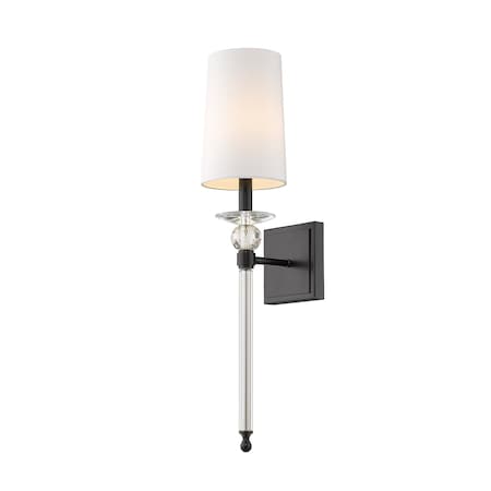 Z-Lite Ava 1 Light Wall Sconce, Matte Black & White 804-1S-MB